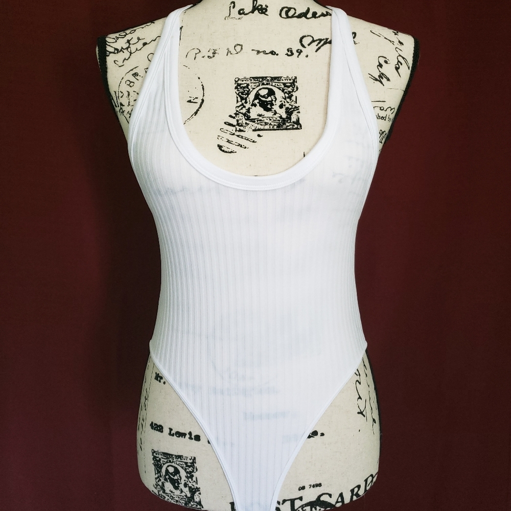 White Ribbed Bodysuit